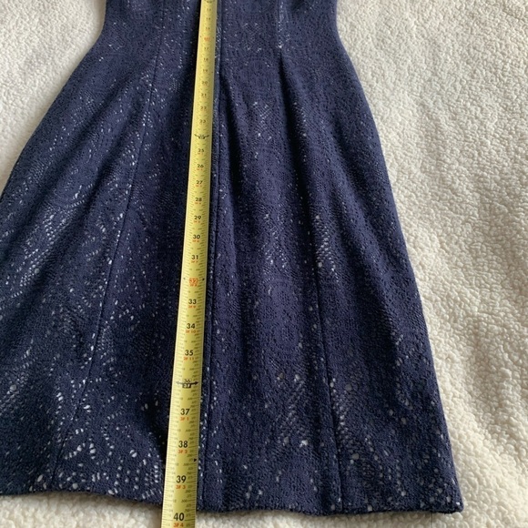 KAY Unger Navy Blue Open Crochet Lace White Under size 2 - Picture 10 of 16